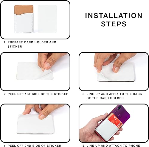 Miniatura 6 de Sublimation Blanks - Cartera para teléfono  Tarjetero de piel sintética para la parte posterior del teléfono, se pega en iPhone, Android, HTV en