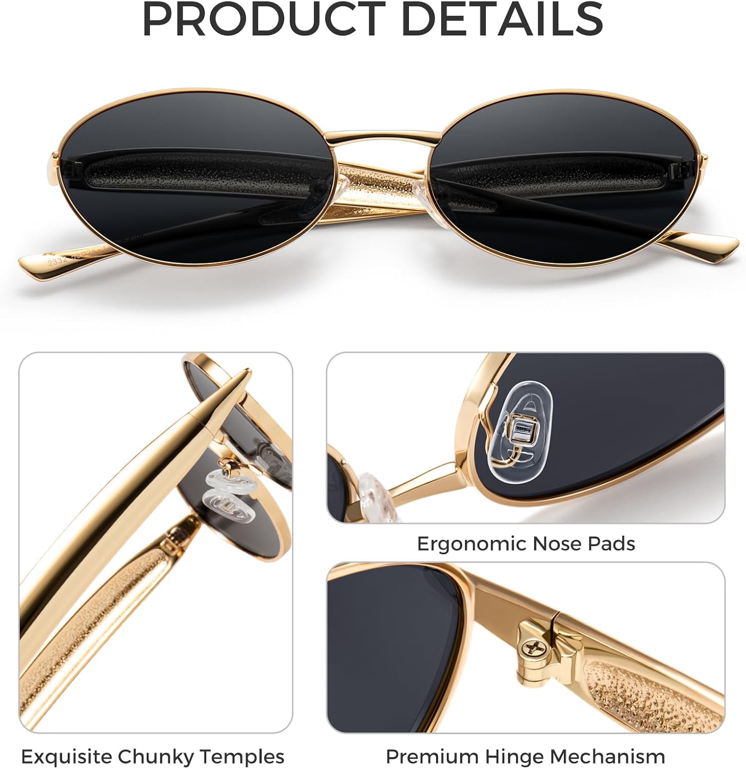 SUNGAIT Vintage Luxury Oval Sunglasses for Women UV Protection Gradient Lens Retro Sun Glasses with Chunky Frame - Image 3