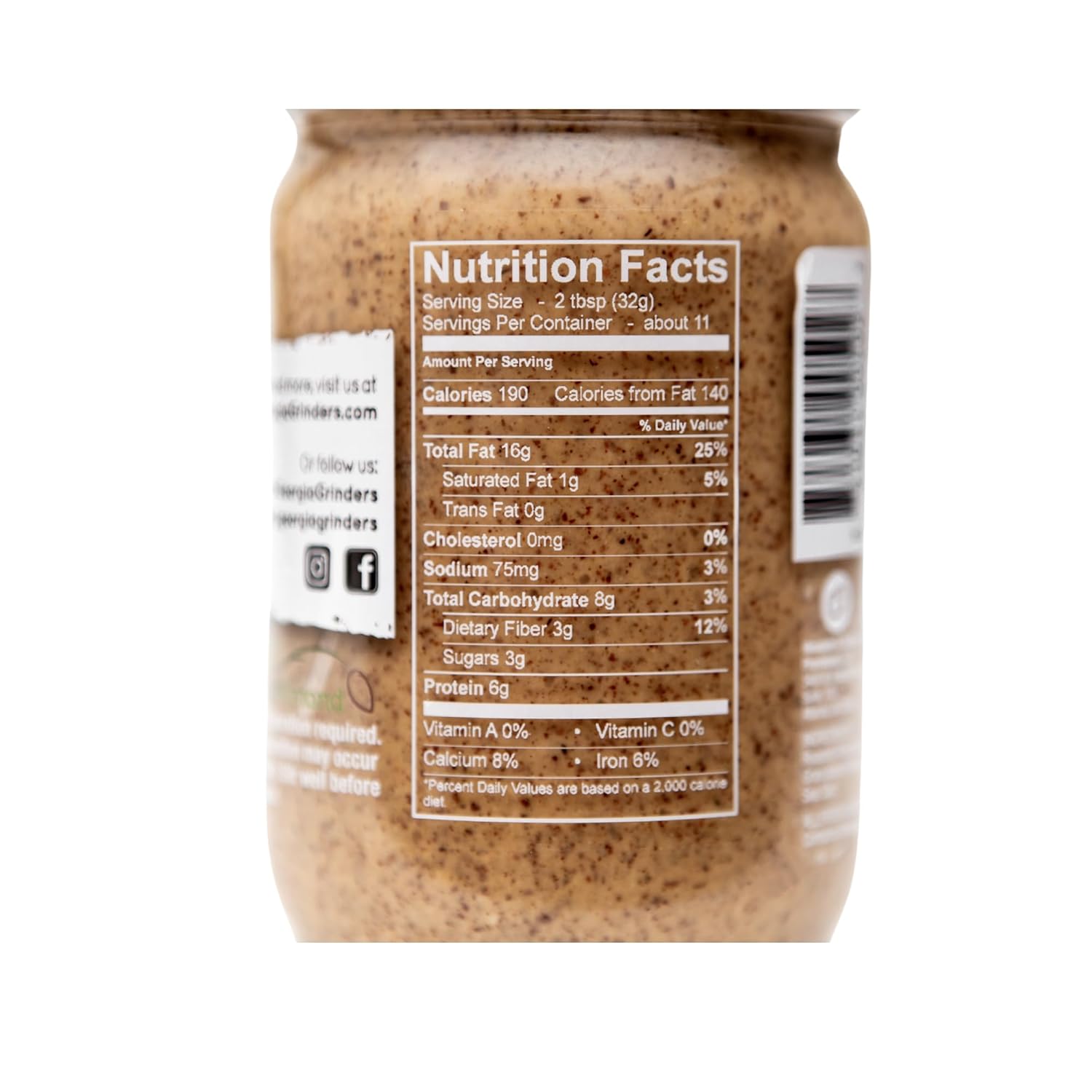 Georgia Grinders Honey Roasted Almond Creamy Gourmet Nut Butter Spread, Non-GMO, Gluten Free, No Palm Oil, No Added Sugar, Vegan Friendly, 12 Ounce (1 Pack)