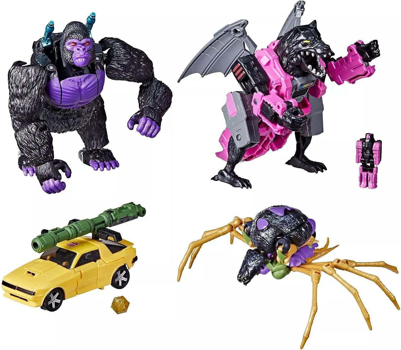 Transformers Buzzworthy Bumblebee - War for Cybertron Worlds Collide 4-Pack with Nemesis Primal, Fangry, Bumblebee, and Blackarachnia