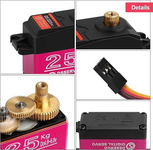 Vista 34 de Paquete de 55.1 lbs Servo Digital de alto par de torsión completo engranaje de metal impermeable para RC Car Crawler Robot Control ángulo 180°