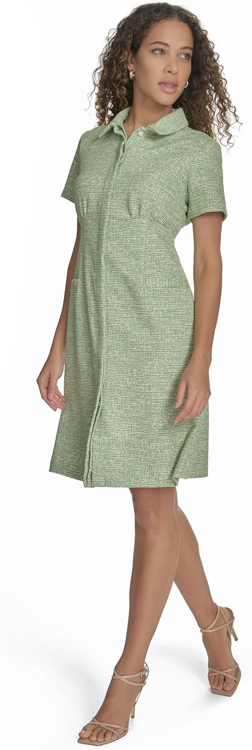 Calvin Klein Womens Short Sleeve Collared Knee Length Shift Shirtdress - Image 5