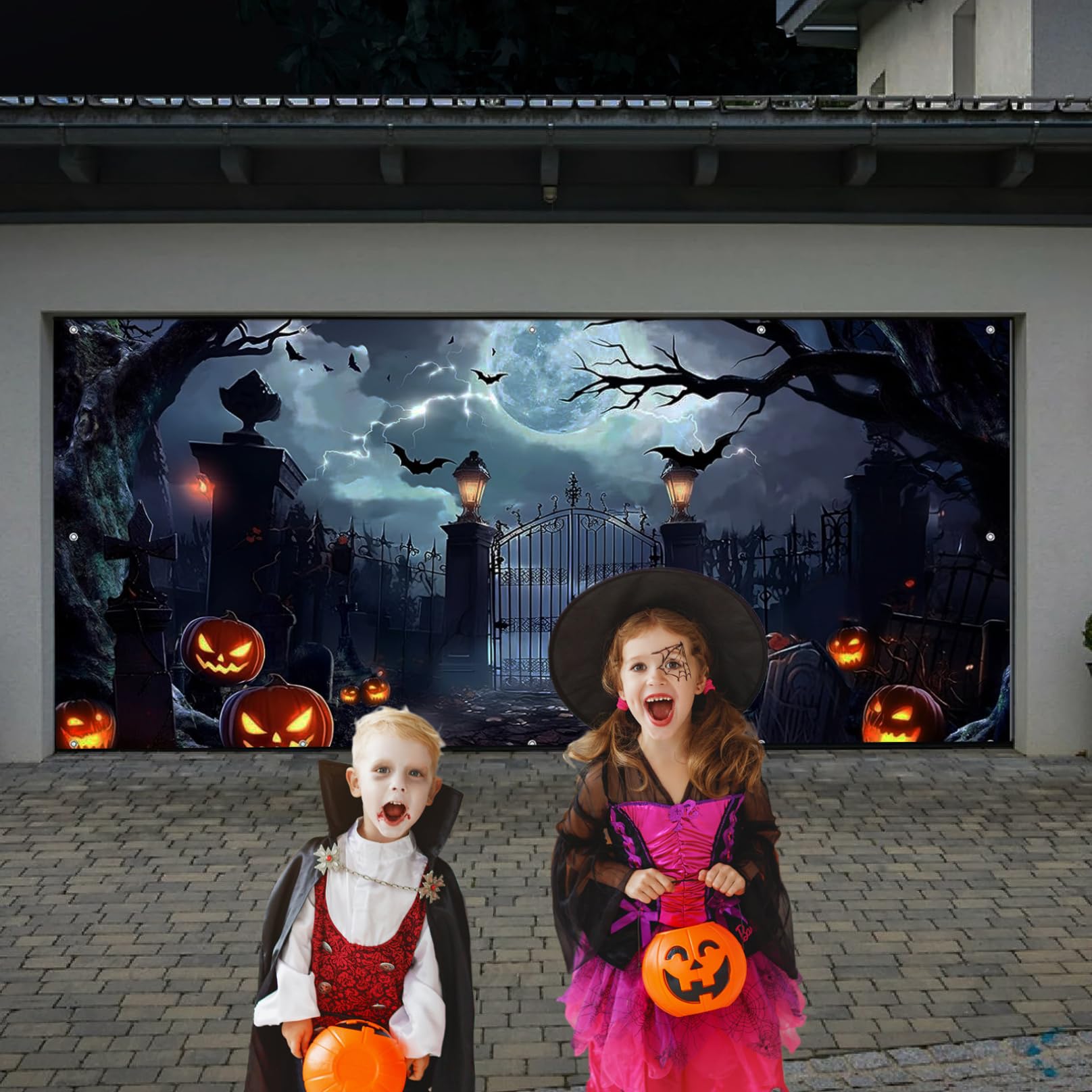 Grande Bannière De Porte De Garage Pour Halloween - Motifs De Maison