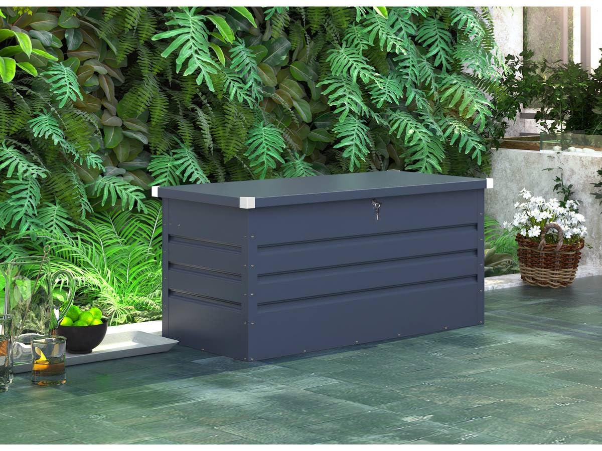 Coffre de Jardin métal 680 L 165 x 69 x 60 cm Gris