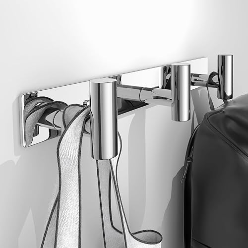 Miniatura 10 de Perchero de Pared Montado en la Pared - 4 Ganchos, Ganchos de Pared de Acero Inoxidable Resistente para Toalla, Bolso, Perchero para Sombreros,