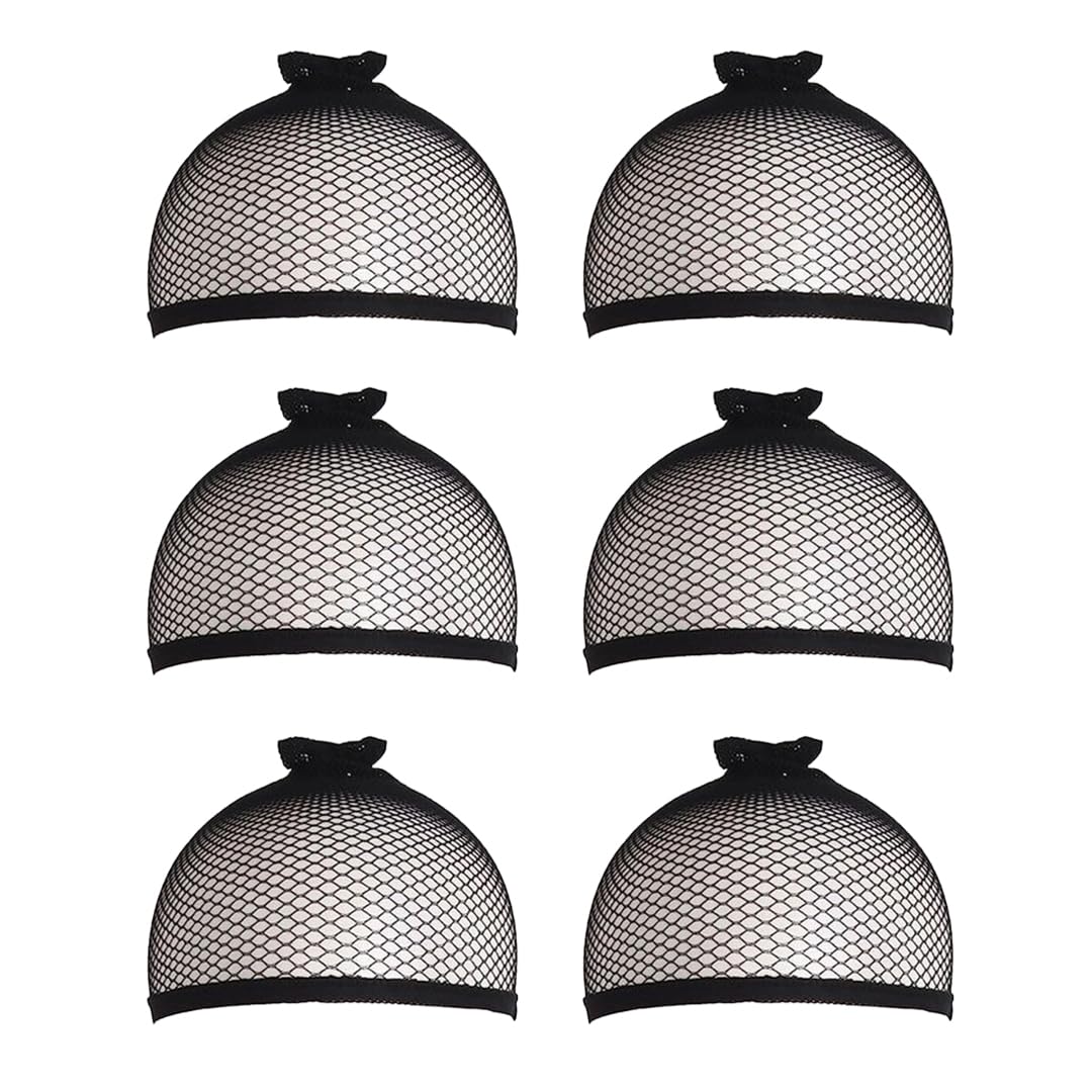 AHS Fishnet Wig Cap 6 Pcs Black Mesh Hair Net Closed End Weaving Caps for Women & Men Perfect for Halloween Cosplay, Durable, Breathable & Comfortable Hair Protection