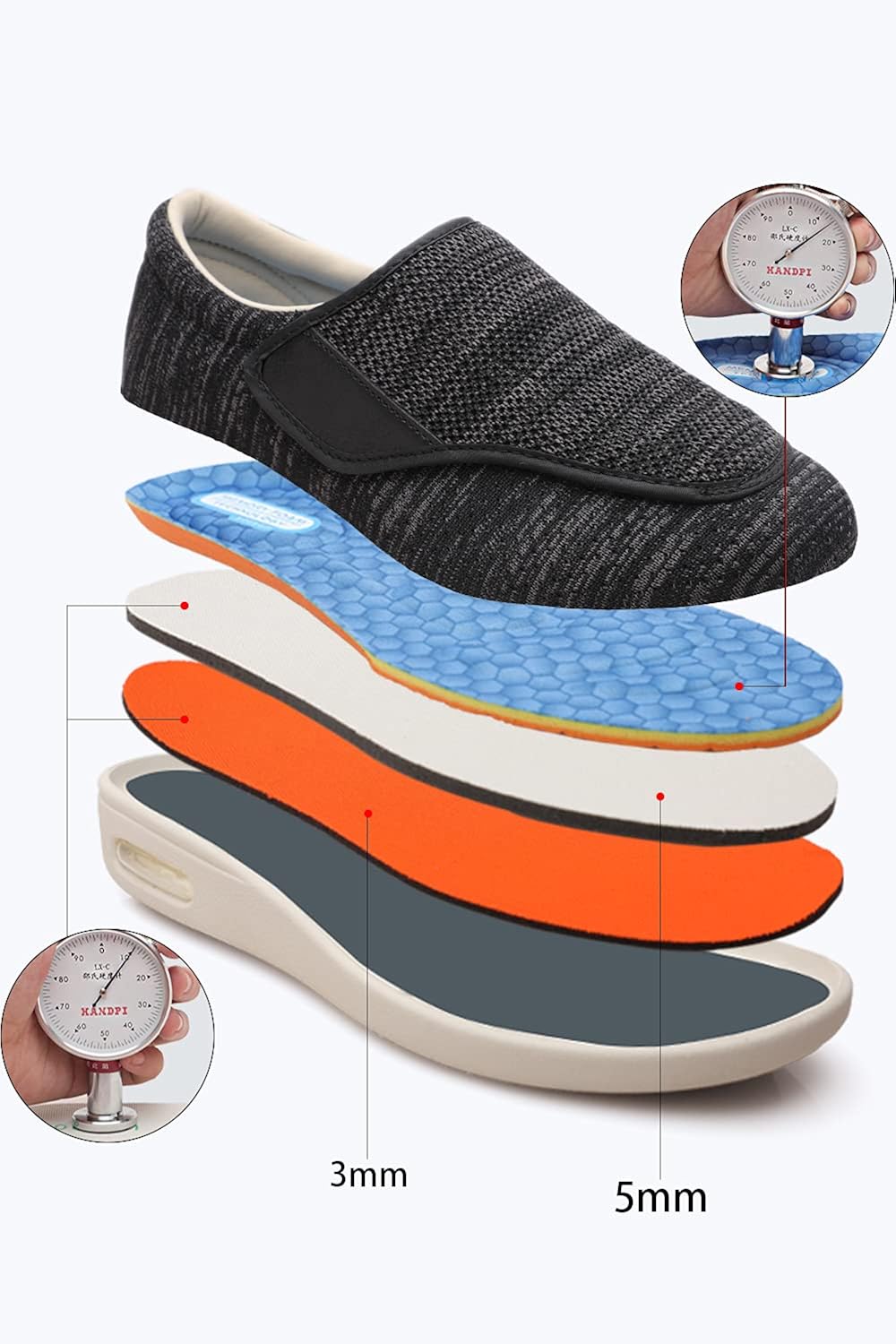 Miniatura 2 de ZUMEIJIA Zapatos para diabéticos para mujer, zapatos casuales ajustables para caminar, zapatos anchos para ancianos, pies hinchados,