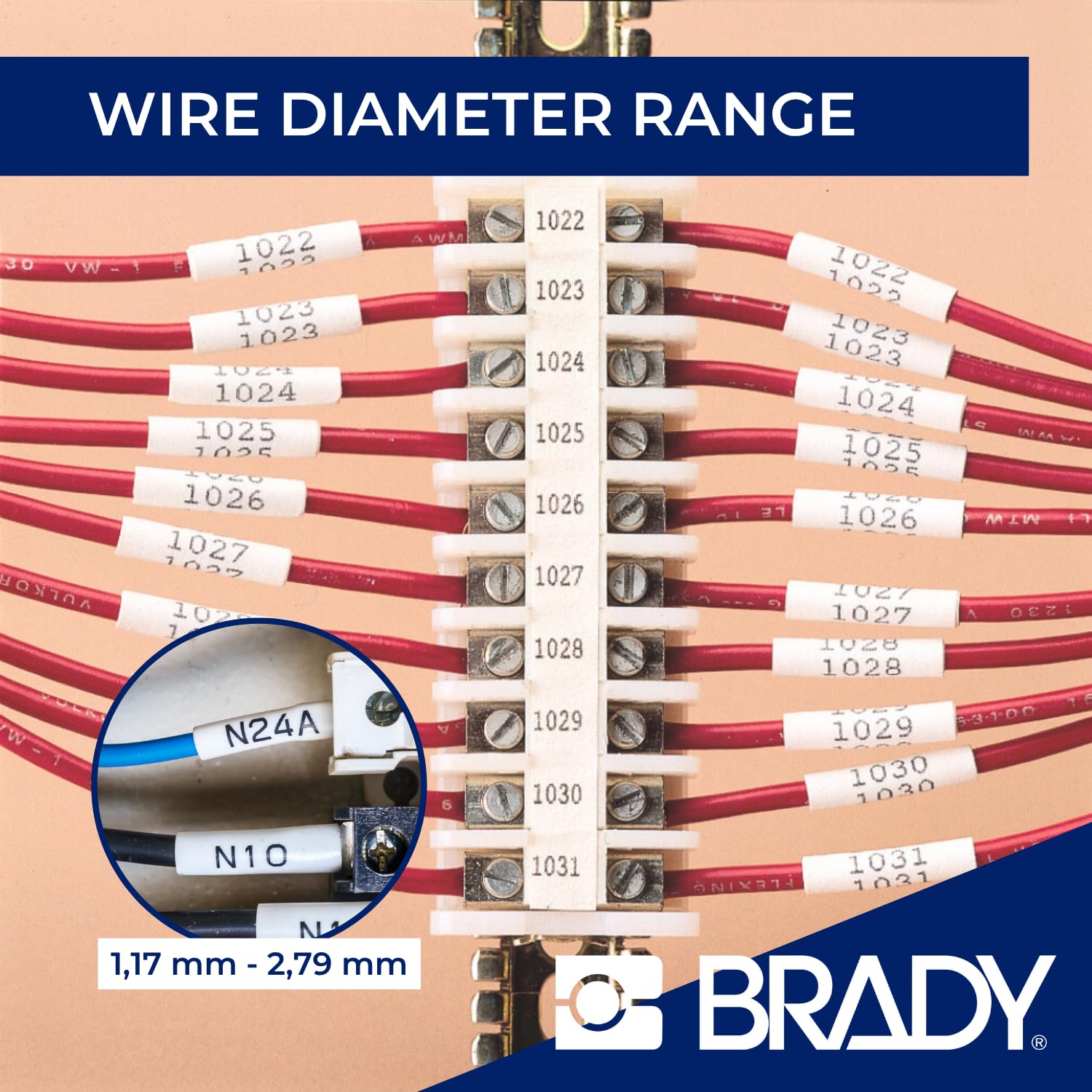 Brady Ruban d'étiquettes en polyoléfine thermorétractable étiqueteuses BMP41/BMP51/BMP53/M511 - Étiquettes imprimables adhésives - Noir sur blanc (5,97 mm (H) x 2,13 m (L)) - M4C-125-342