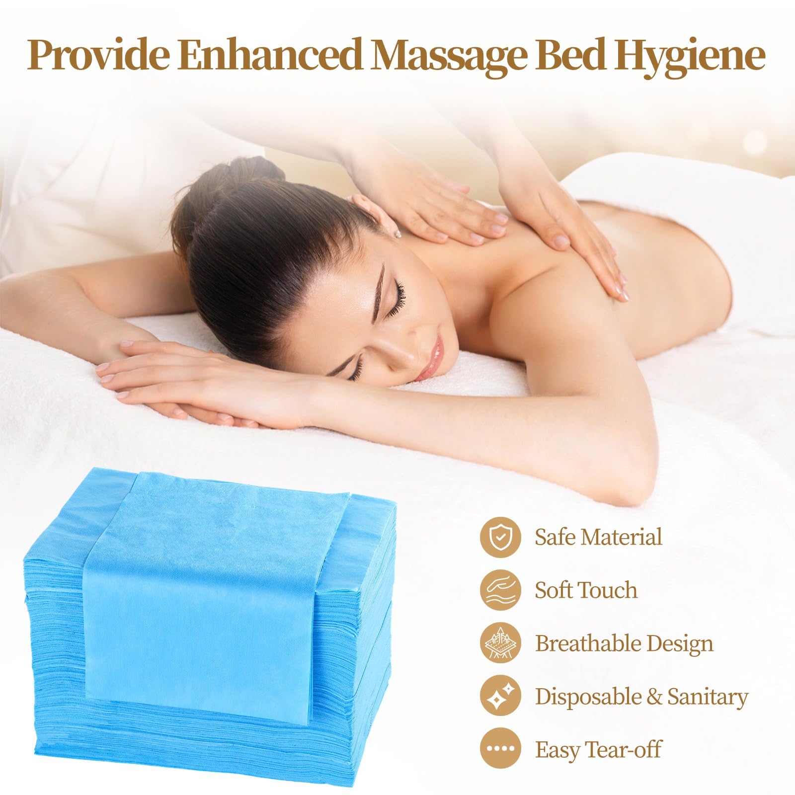 100 hojas desechables para mesa de masaje, 71 x 31.5 pulgadas, fundas desechables de cama de masaje de tela no tejida transpirable, sábana de higiene de un solo uso para centros de spa, salones de