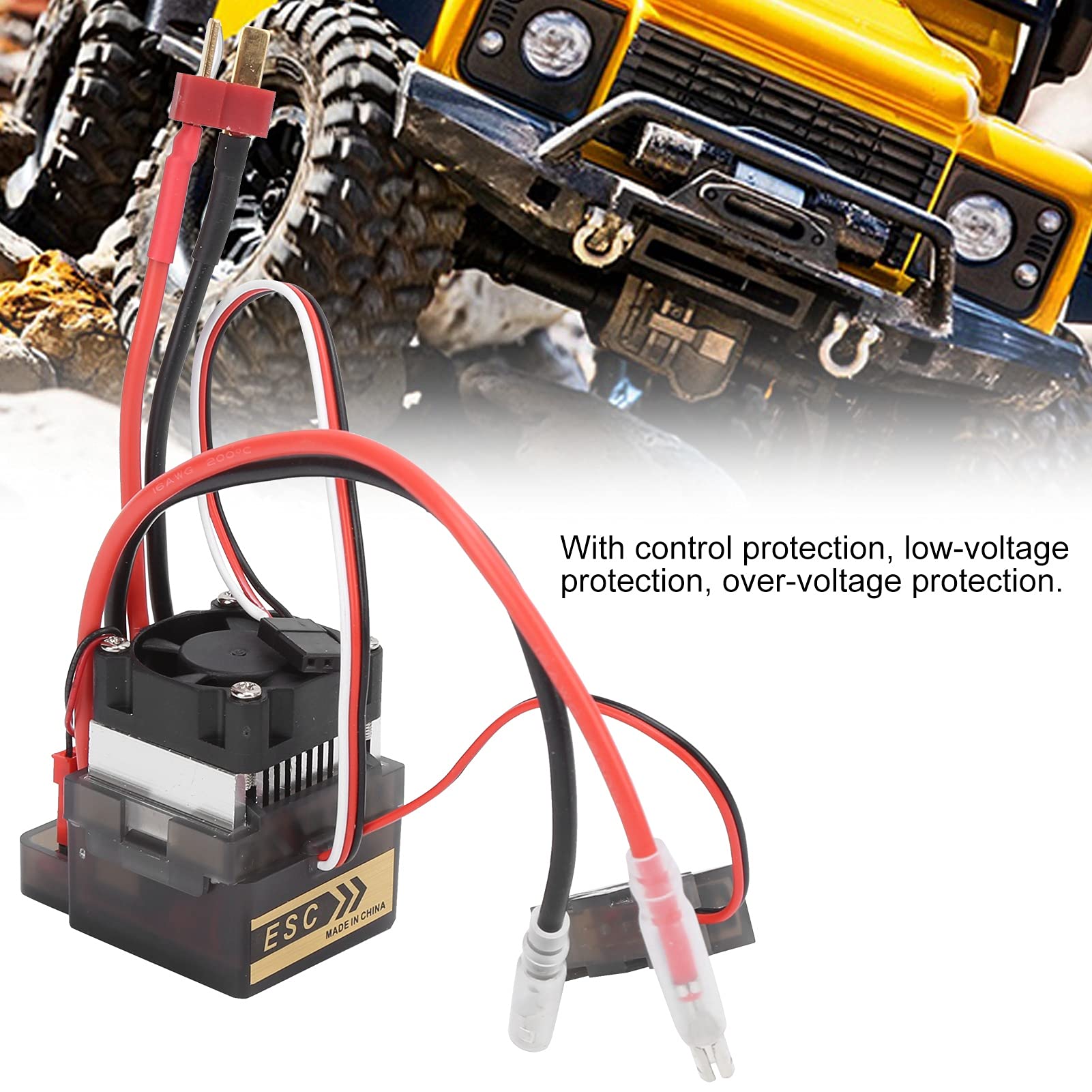 Versión de alto voltaje 320A Cepillo bidireccional ESC con ventilador de enfriamiento de freno Controlador de velocidad RC duradero para vehículo Modelo de barco Componentes