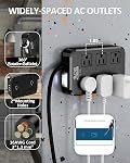 Outdoor Power Strip Weatherproof, Waterproof Overload Protector with 6 Wide Outlet 3 USB Ports, 10FT Extension Cord, 1625W Overload Protection, Outlet Extender for Christmas Lights ETL Listed, Black