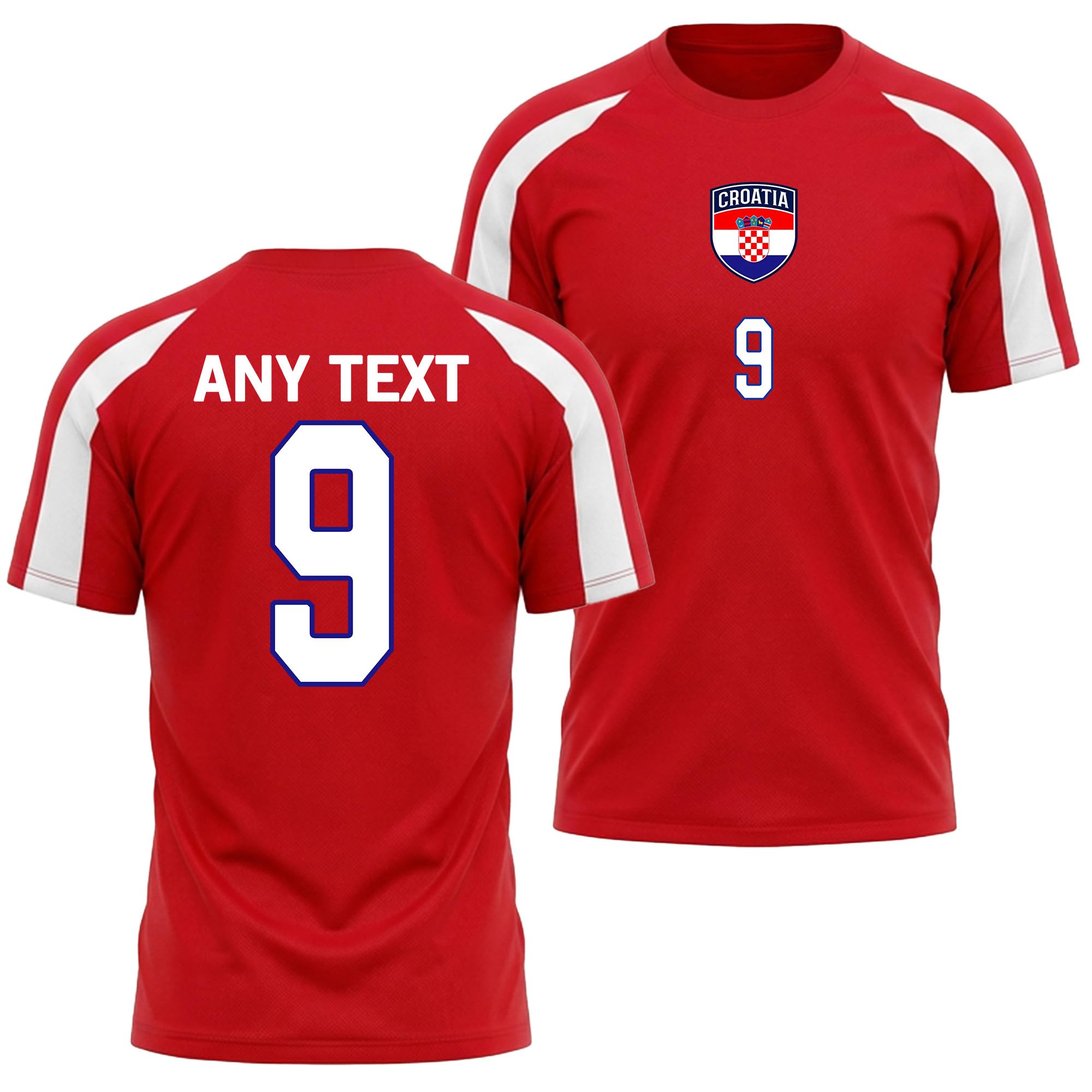 Mens Croatia Shirt Football Tee Custom Name Number Tshirt - Croatian Fan Supporter Team Matches Top, S, Red/White