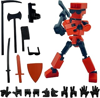 (Assembly Completed) 3D Printed 6.65-inch Action Figure Mini-13, Full Body Mechanical Movable Toy, Multiple Accessories, Desk Decoration, Creative Gifts (Orange)