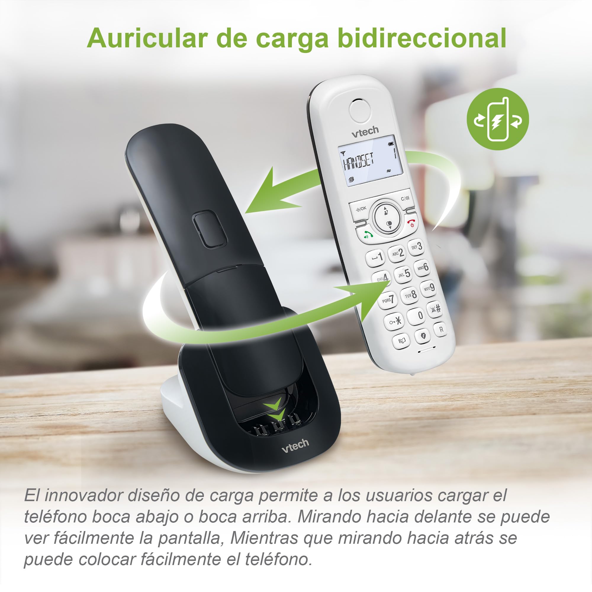 VTech CS1500 Bezprzewodowy telefon DECT, z podwójnym ładowaniem Telefon stacjonarny Słuchaj Extra Głośnomówiący Blokada dzwoniącego ID dzwoniącego Podświetlany ekran i klawiatura biały