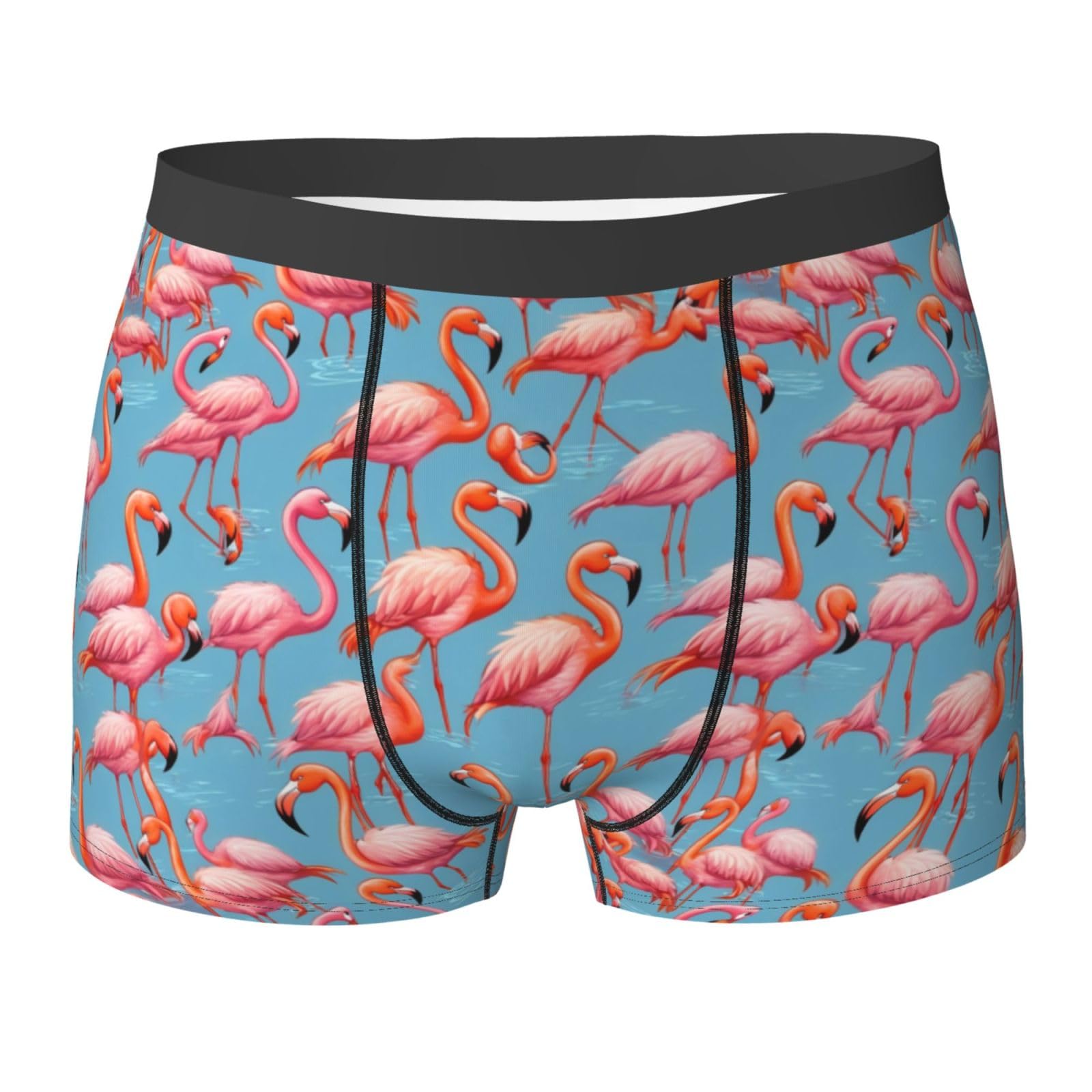 Sxooge Men's Black Flamingo Underwear, Boxer Briefs For Breathable Elastic Fabric & Elastic Waistband, Essentials, Xl