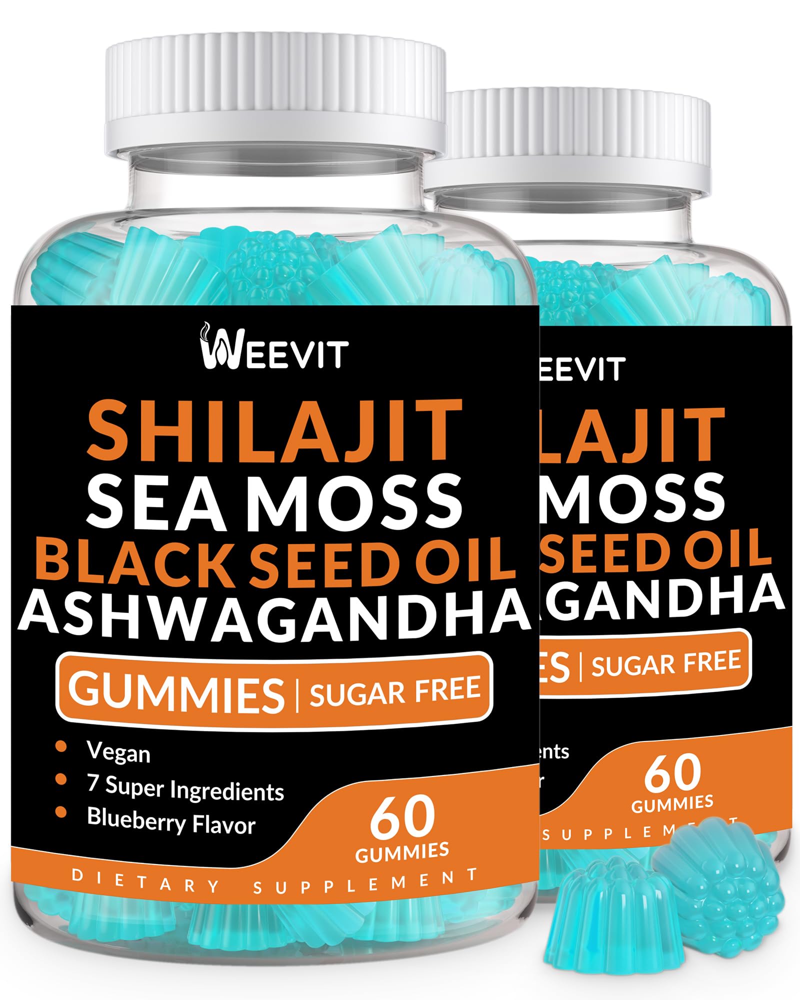 WEEVIT Ashwagandha Gummies, Shilajit Sea Moss Supplements for Men & Women