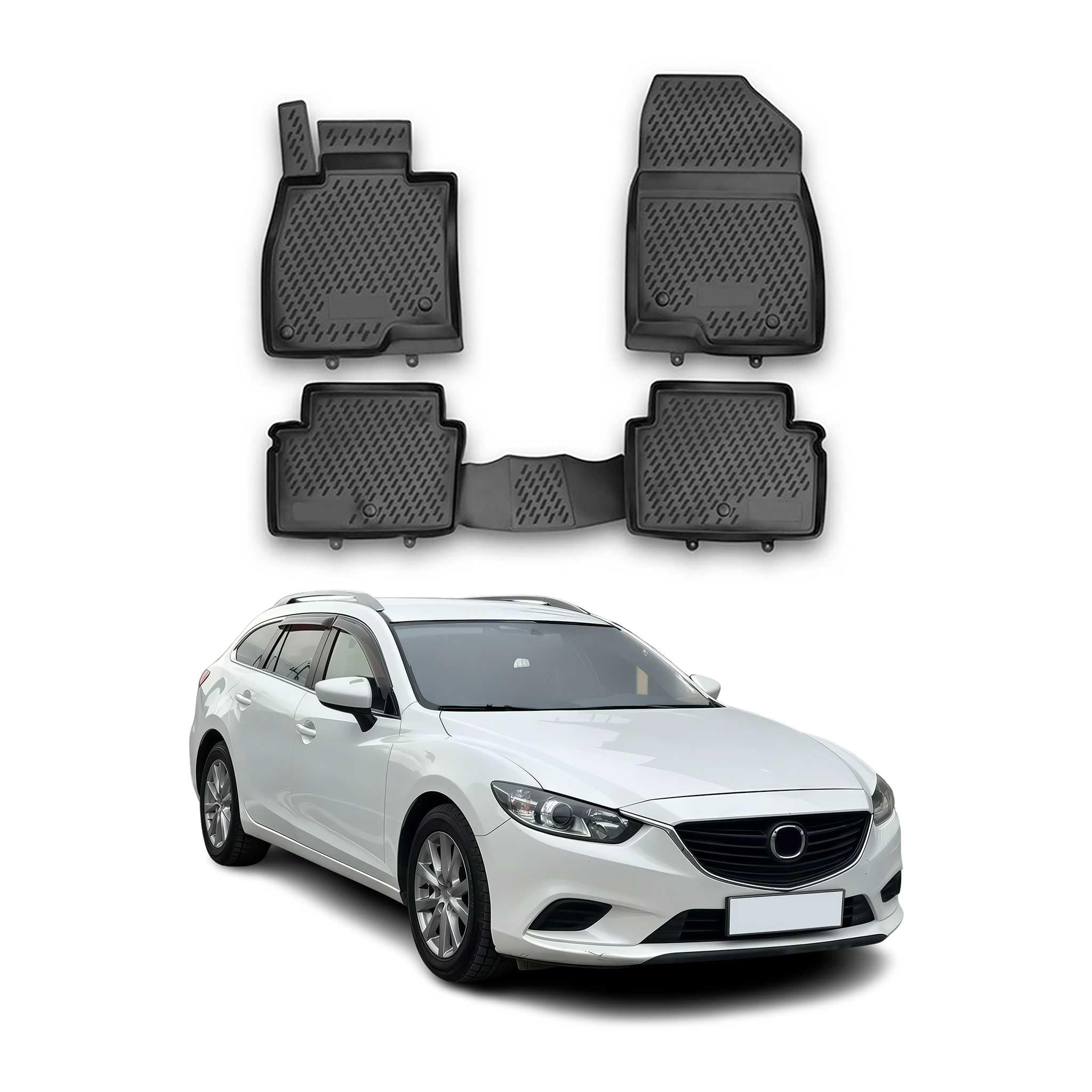 OMAC Dywaniki Gumowe Dywaniki Pasujące do Mazda 6 2012-2021 Wagon TPE Dywaniki Samochodowe Czarny 4X