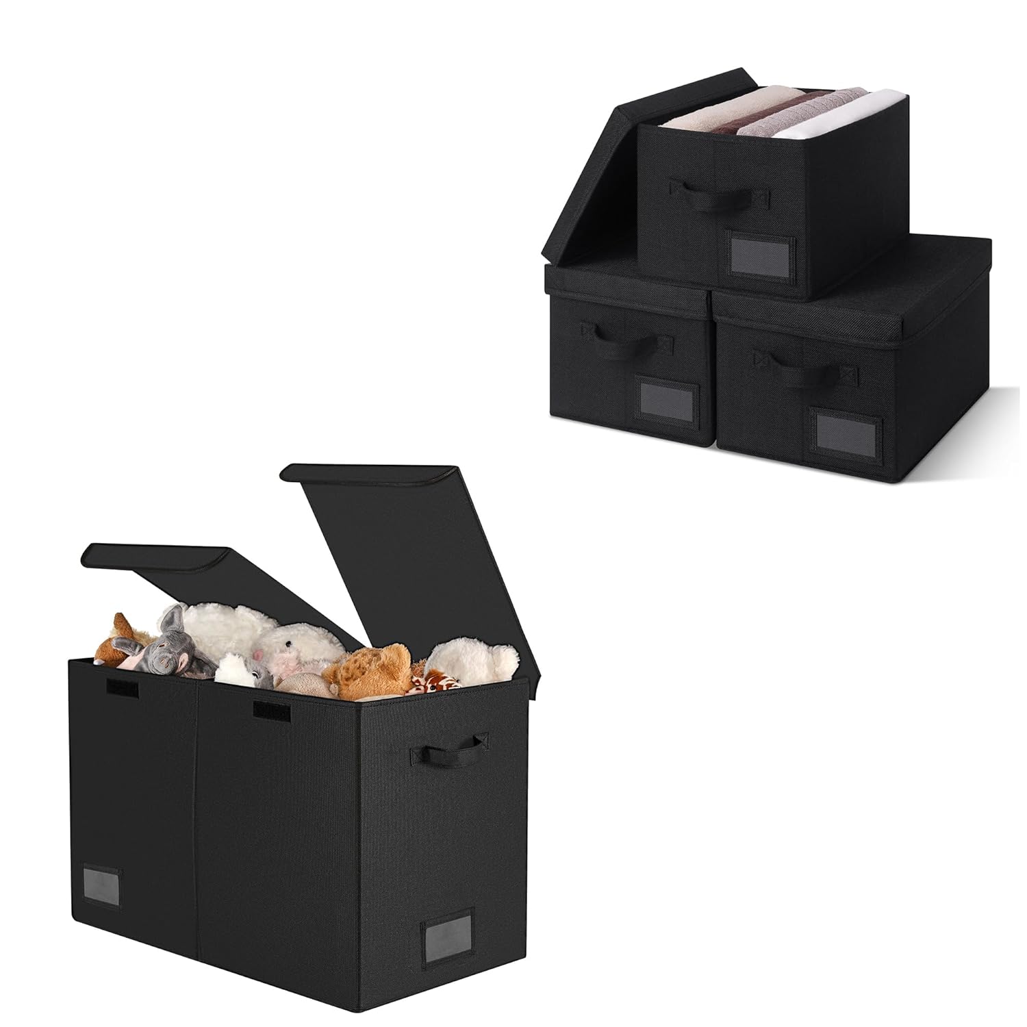 GRANNY SAYS Bundle of 1-Pack Toy Chest with Lid & 3-Pack Clothing Storage Bins