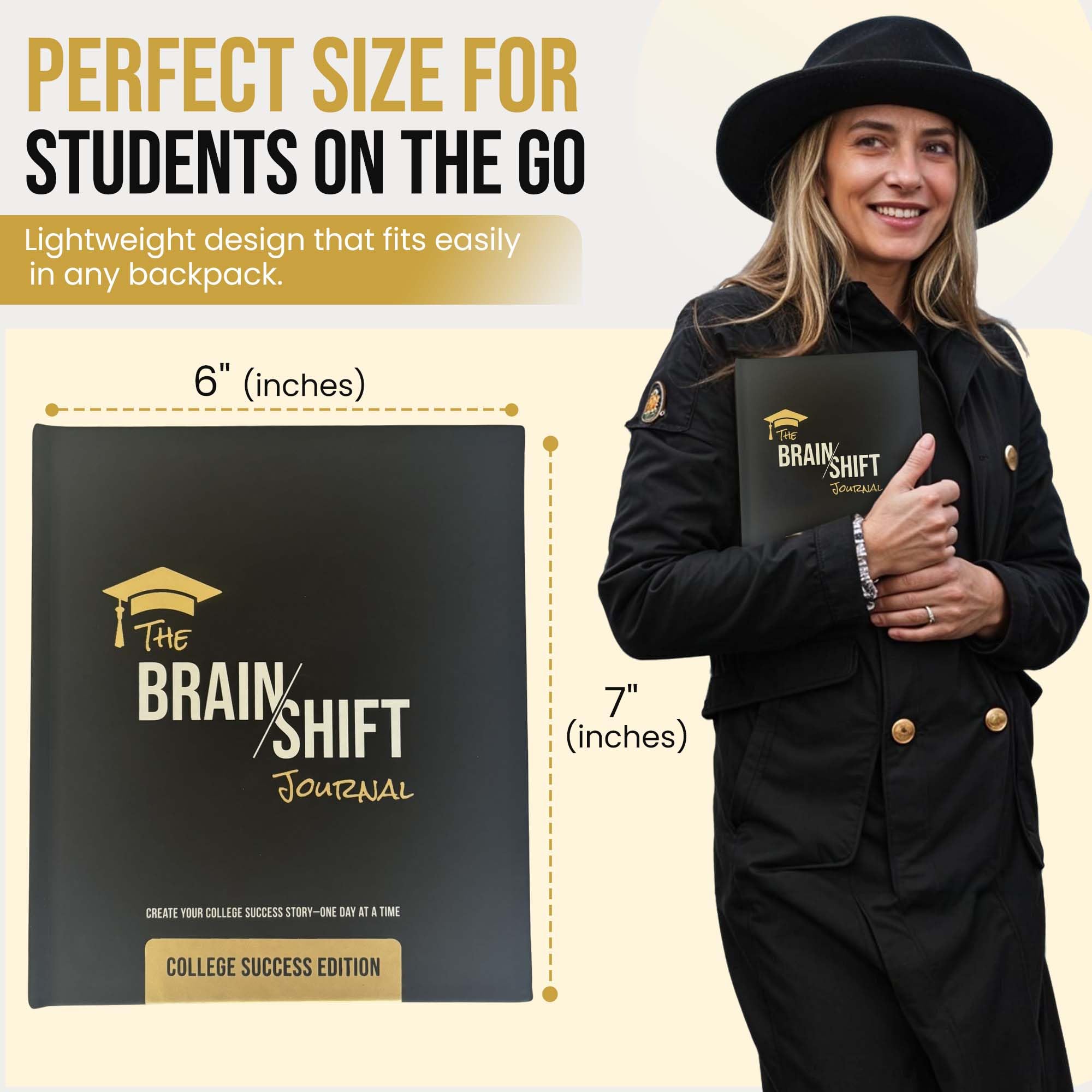 The Brain Shift Journal, edycja sukcesu, 18-tygodniowy planer akademicki z codziennymi i tygodniowymi podpowiedziami, ustalanie celów, budowanie nawyków i autorefleksja, do szkoły, na uczelnię
