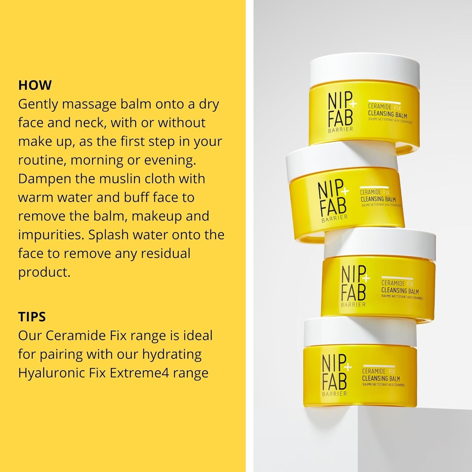 Nip+Fab Ceramide Fix Cleansing Balm 2.53 Fl Oz, Makeup Removing Balm with Niacinamide and Biolin for Dry Sensitive and Aging Face Ski, Skin Barrier Support Fragrance Free Vegan, Hydrating