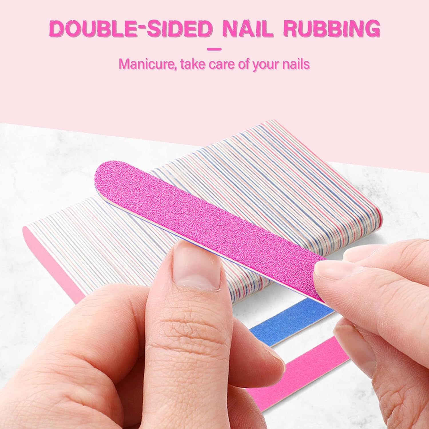 10 Pack 3.3 Inch Mini Emery Boards for Nails Individually Wrapped, Double-Sided 100/180 Grit Nail Files,Reusable for Natural and Acrylic Nails in Home or Salon