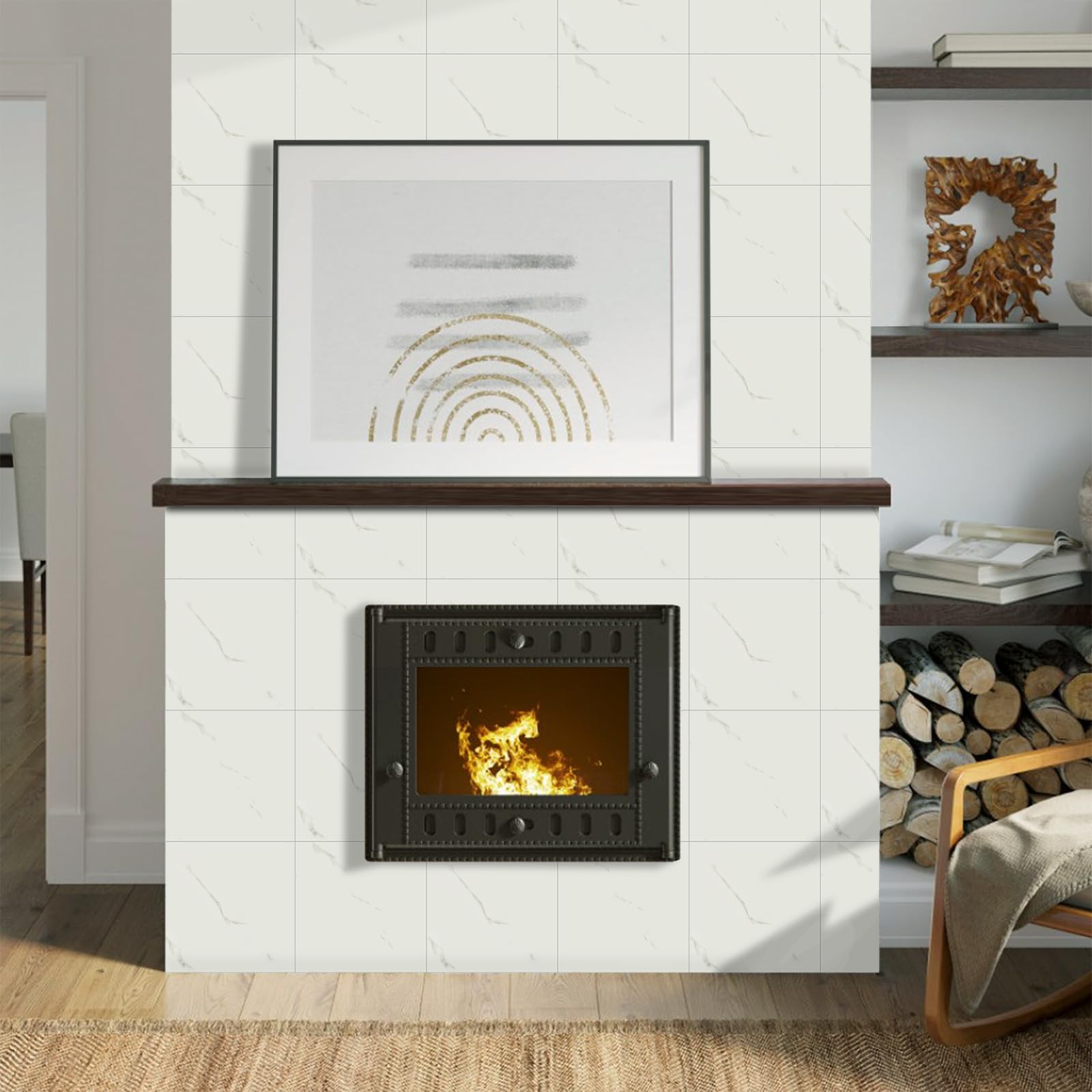 Alened Adesivi per piastrelle bianche 30 x 30 cm, 10 pezzi, piastrelle autoadesive da parete, in marmo, stacca e attacca, per bagno, cucina, paraschizzi, impermeabili e rimovibili