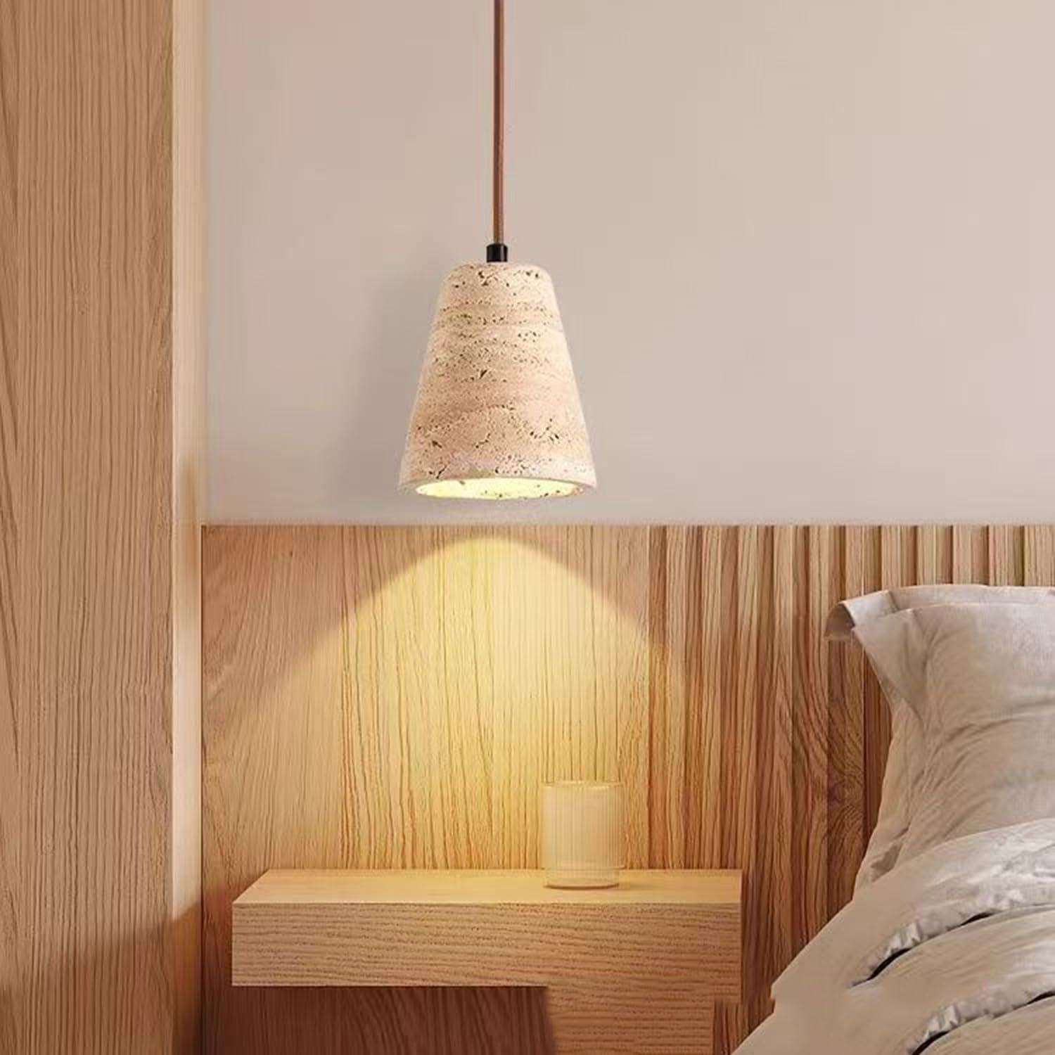 Lampadario da soffitto in travertino 5, pollici Base in pietra porosa in stile giapponese for isola cucina Soggiorno commerciale Ristorante