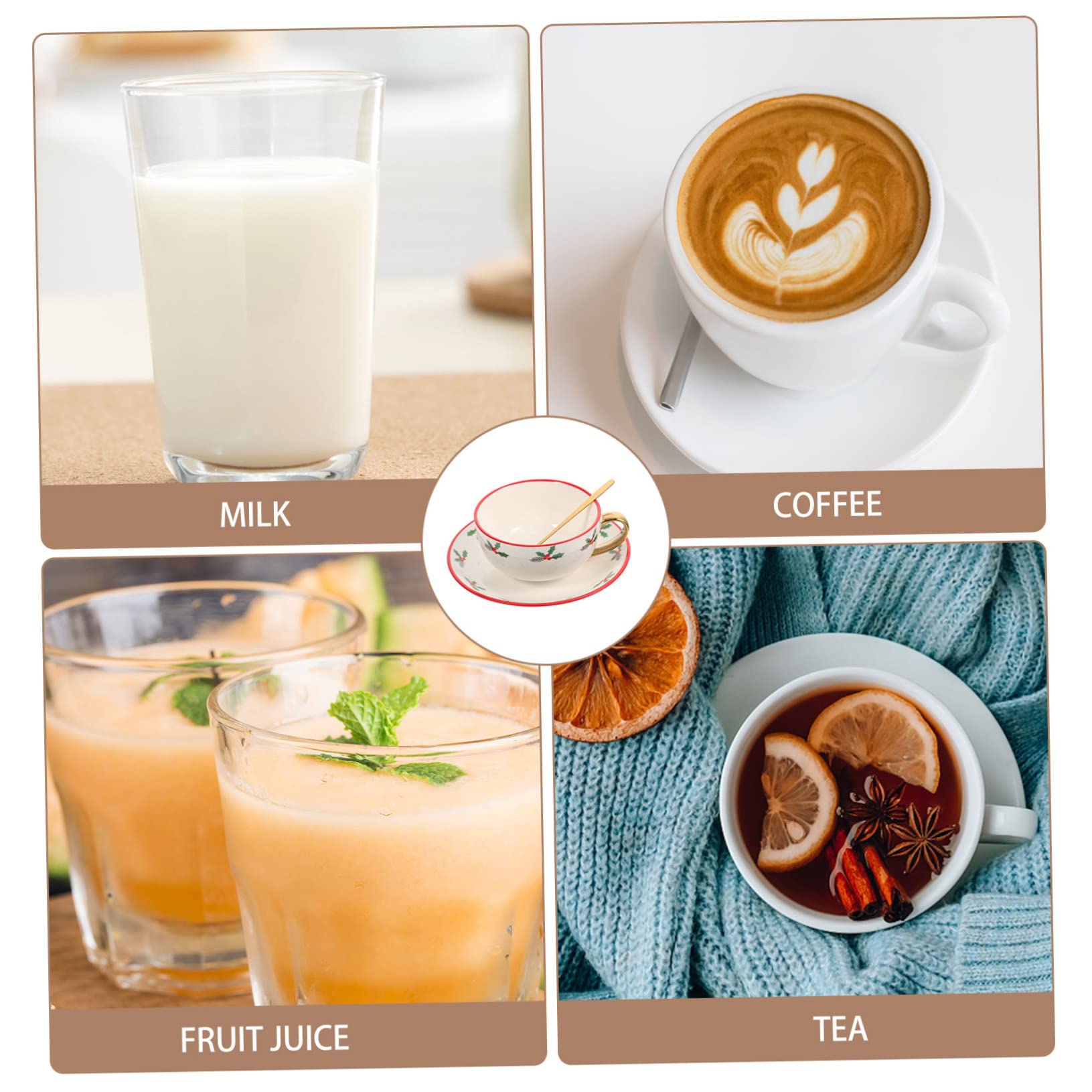 Alipis Weihnachtliches Keramik Kaffeetassen mit Untertasse 3 Stück Xmas Design für Festliche Anlässe Robust und Praktisch