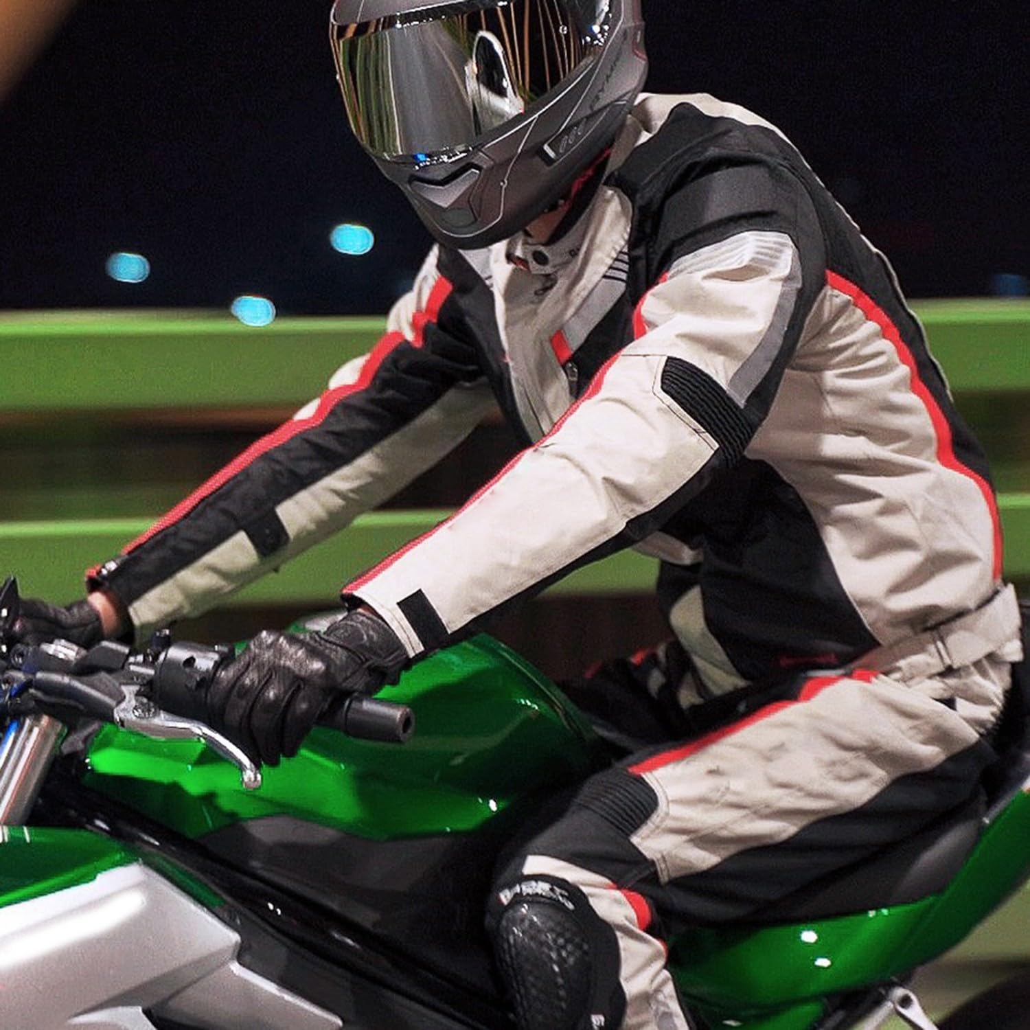 BLUEZY Wasserdichter Motorradanzug Für Herren, Motorradkombi, Motorradjacke Und -Hose Mit CE-Protektoren Motorrad Abnehmbare Rüstung Schutzkleidung Herren, Motorrad Spotlich B,XL