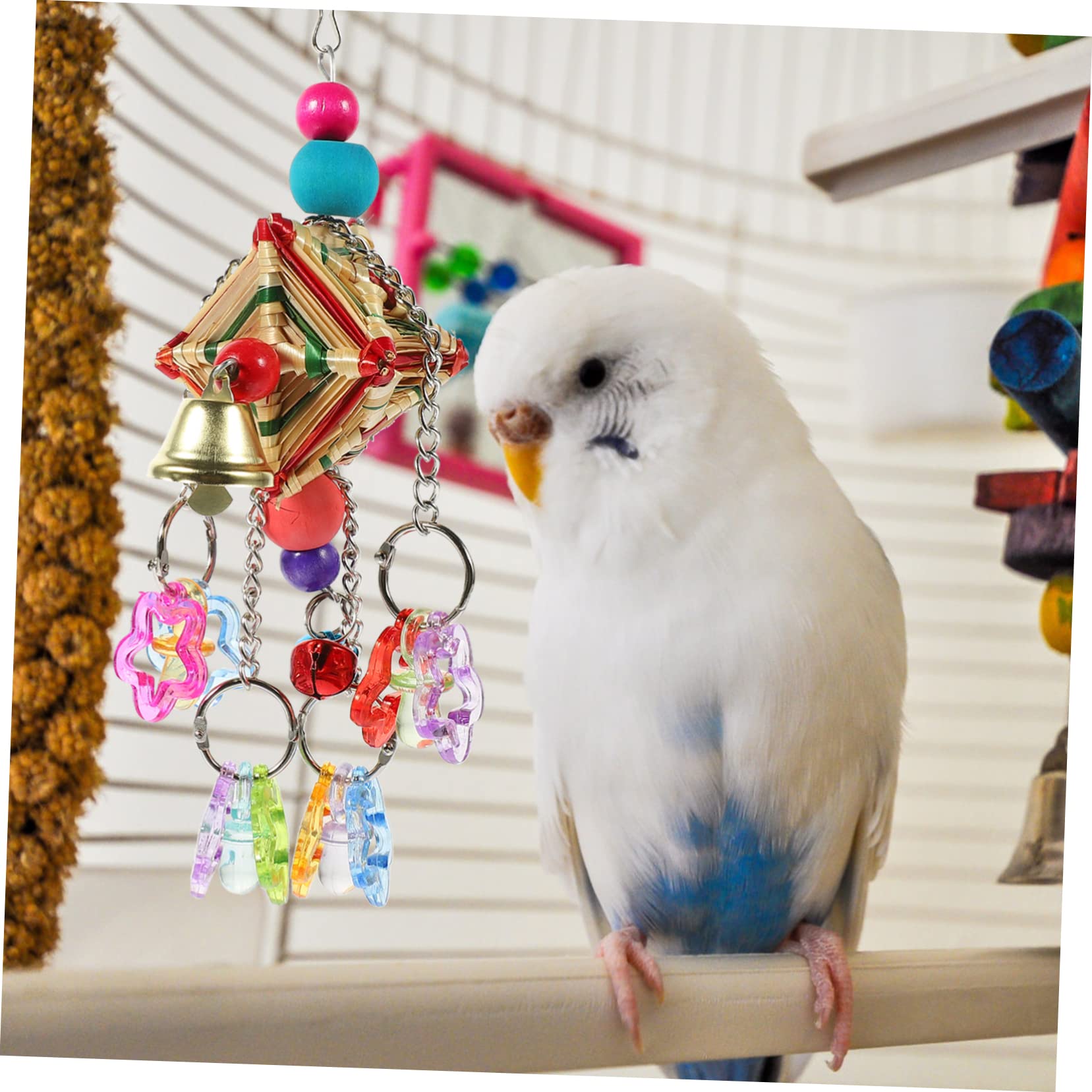 BESPORTBLE 5piezas Juguete De Masticar para Pájaros De Acrílico Colgante para Jaula De Mascotas Juguete Divertido para Periquitos y Cacatúas para Ejercicio y Entretenimiento