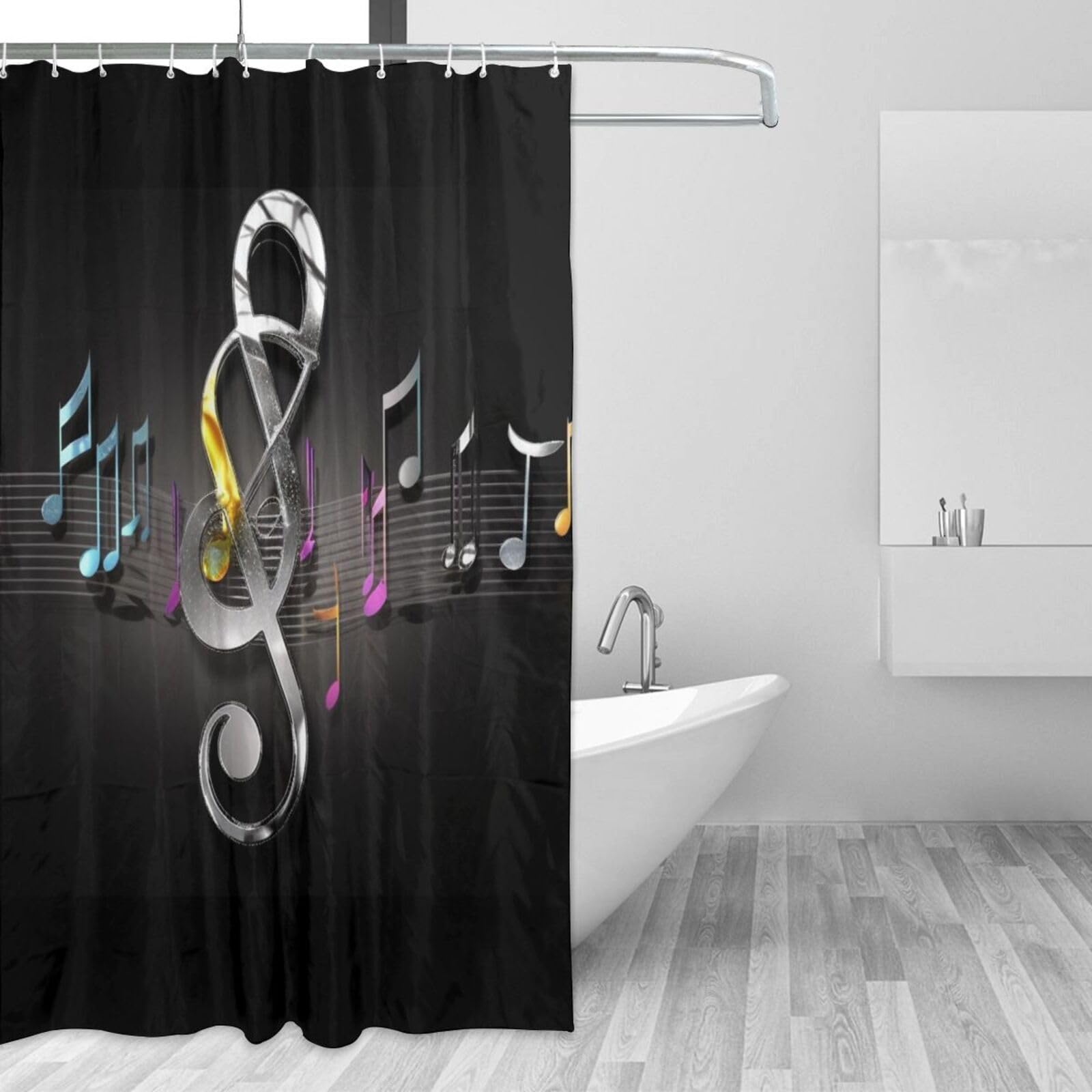 Rideau de douche musique pour une décoration de salle de bain rythmée