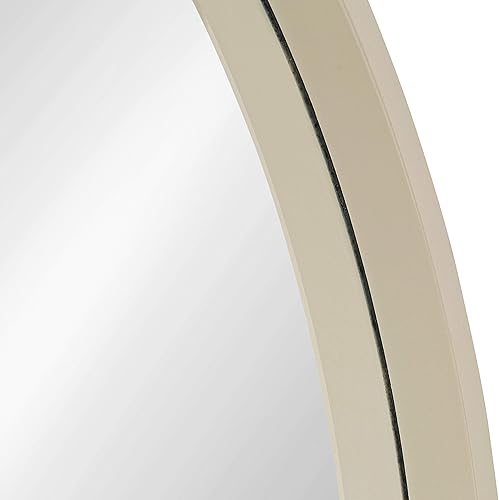 Miniatura 4 de Kate and Laurel Travis Espejo de pared redondo de mediados de siglo, 25.6 pulgadas de diámetro, arena marrón claro, espejo de acento moderno para