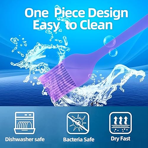 Miniatura 5 de 6 piezas Cualork - Cepillo de silicona para untar y repostar, cepillos de silicona resistentes al calor, cepillo de cocina premium para salsa,