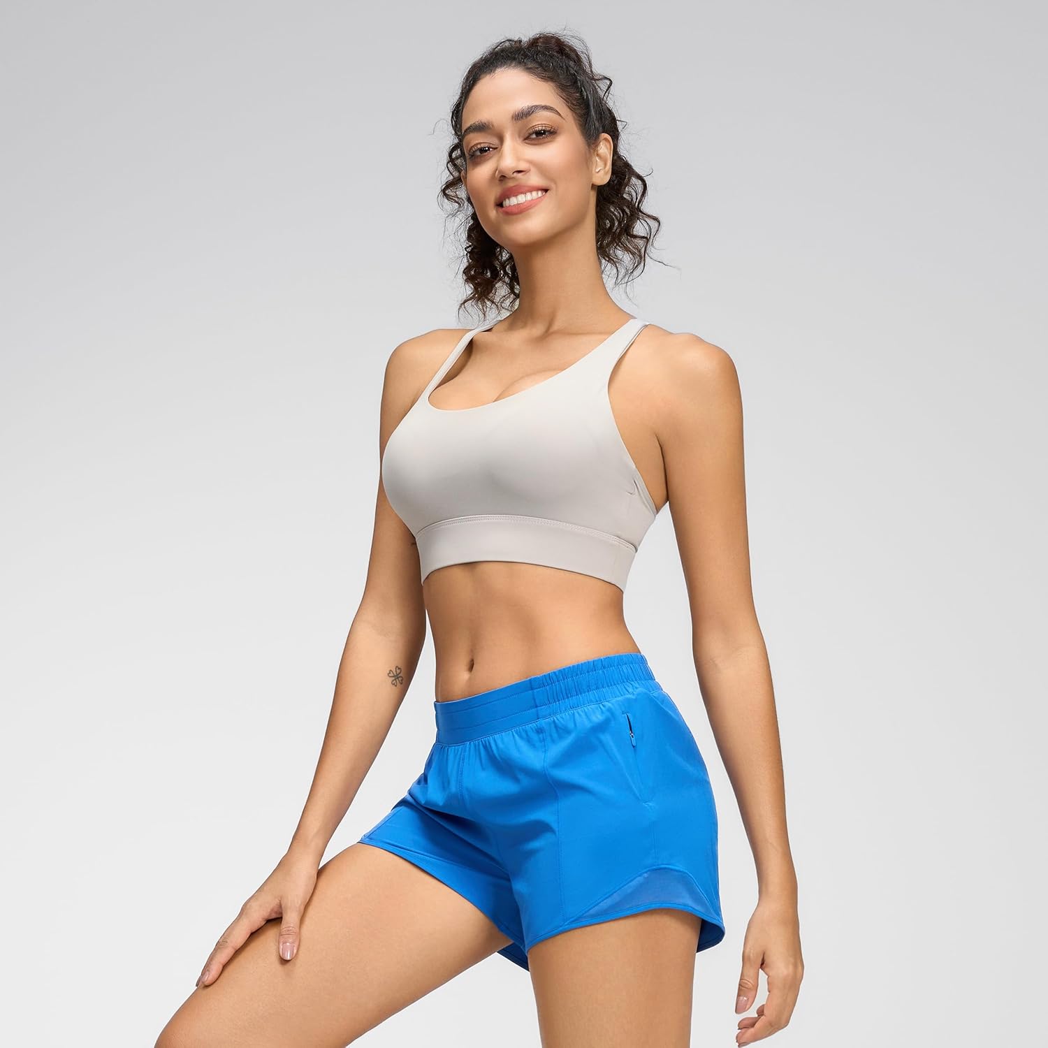 MCEDAR Women's Low Waisted Running Shorts 4" with Mesh-Lined Active Workout Quick Dry Gym Athletic Sports Short Zip Pocket - Image 3