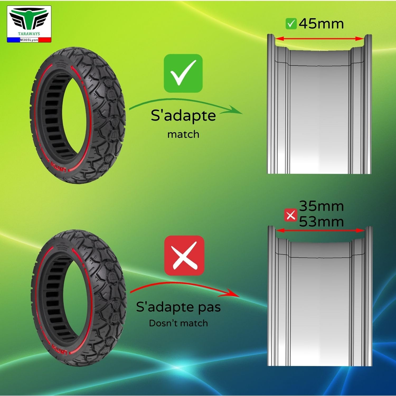 [M365Lyon] Pneumatico completo anti-foratura 10 x 2,5 per Ninebot G30 Max e F25 F30 F40 - Monopattino Jeep, Ducati Pro 2 Evo, Ocean Drive