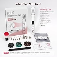 Vista 7 de PELCAS Lima de uñas eléctrica, taladro de uñas inalámbrico de 10 velocidades con luz LED, kit portátil de manicura y pedicura, molinillo de uñas