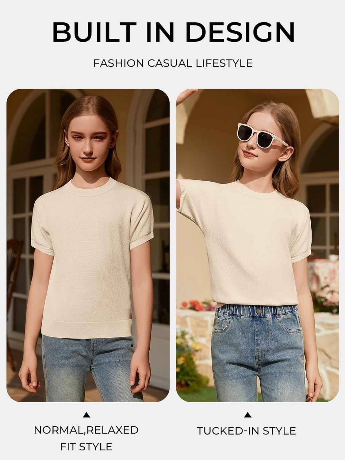 ZDC Short Sleeve Sweater for Girls - 2026 Summer Kids Crewneck Knit Lightweight Pullover Tops 5-14 Years - Image 4