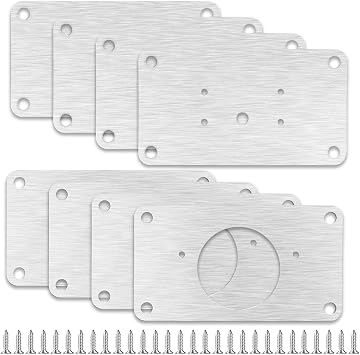 Hinge Repair Plate, 8 Pcs Kitchen Door Cupboard Cabinet Hinge Repair Plate Wardrobe Stainless Steel Hinges Plates for Kitchen Furniture