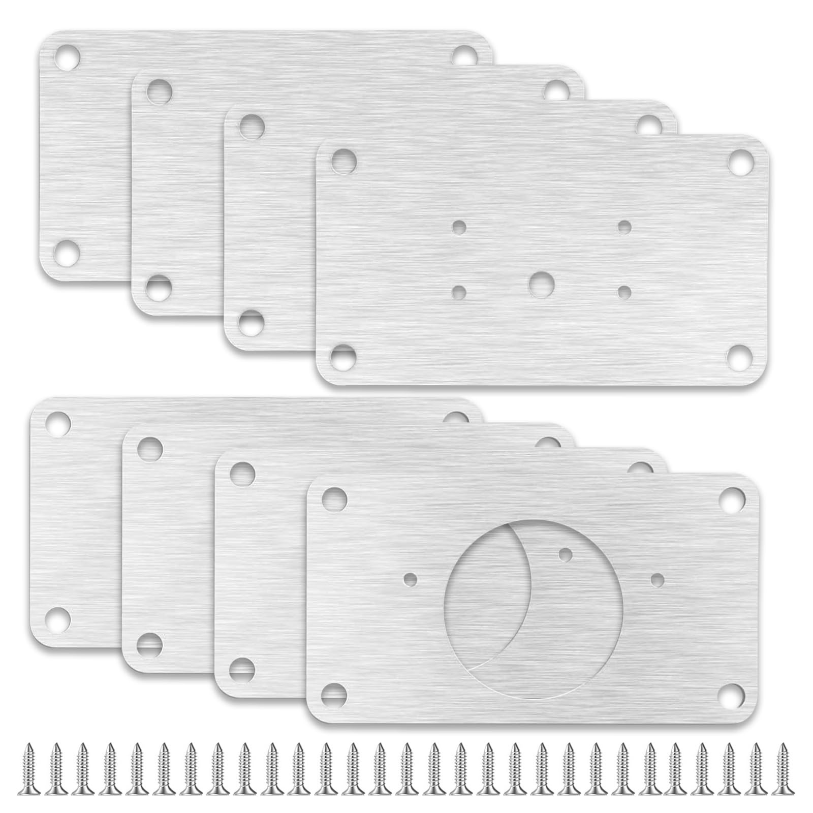 Yytol Silver Hinge Repair Plate, 8 Pcs Kitchen Door Cupboard Cabinet Hinge Repair Plate Wardrobe Stainless Steel Hinges Plates For Kitchen Furniture
