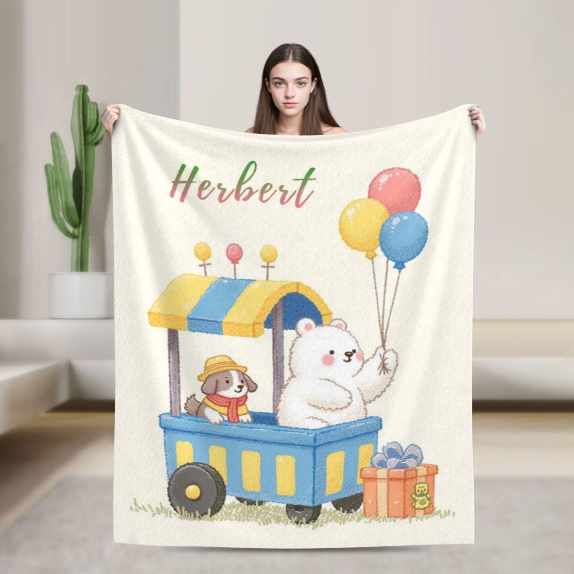 Gudina Personalised Baby Blankets,Kids Name Blanket for/Unique Lovely Design &Personalised Fleece Blanket,Great Gift for Birthday, Christmas, Thanksgiving. — image 1