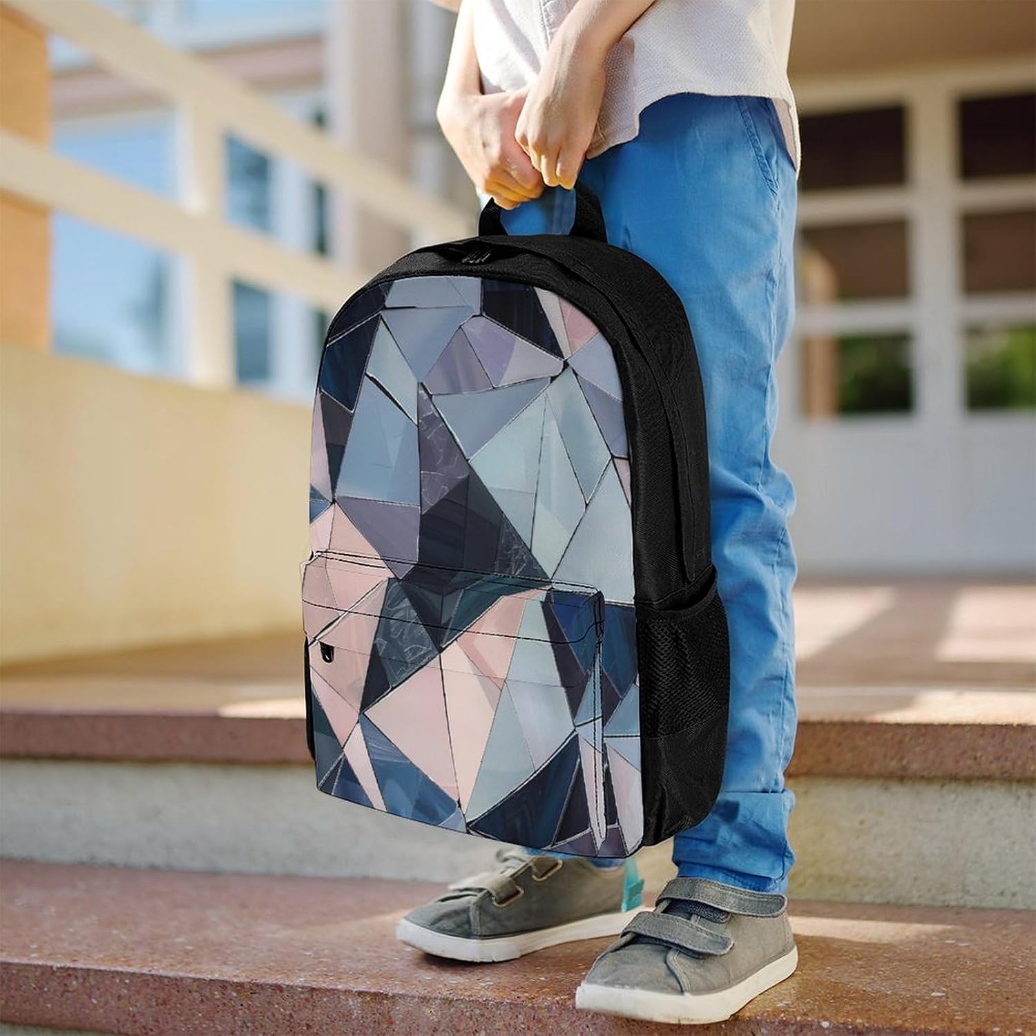 Geometric Triangle Mosaic Backpack Lightweight Backpacks Work Bag