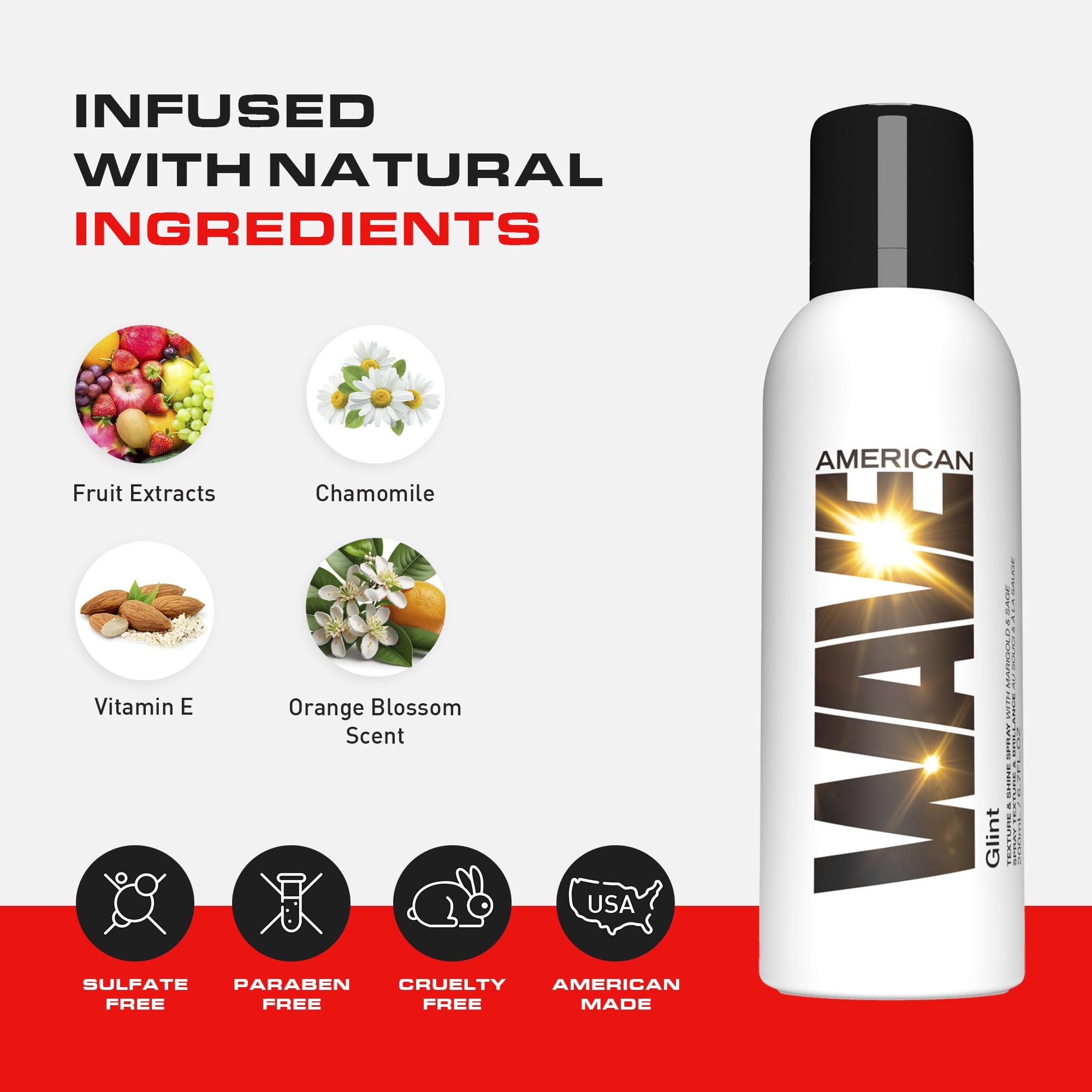 Arrojo Glint Texture & Shine Spray, 6.7oz – Sulfate & Paraben Free Lightweight Hair Spray – Frizz Control & Flexible Hold for Curly Hair with Vitamin E & Fruit Extracts