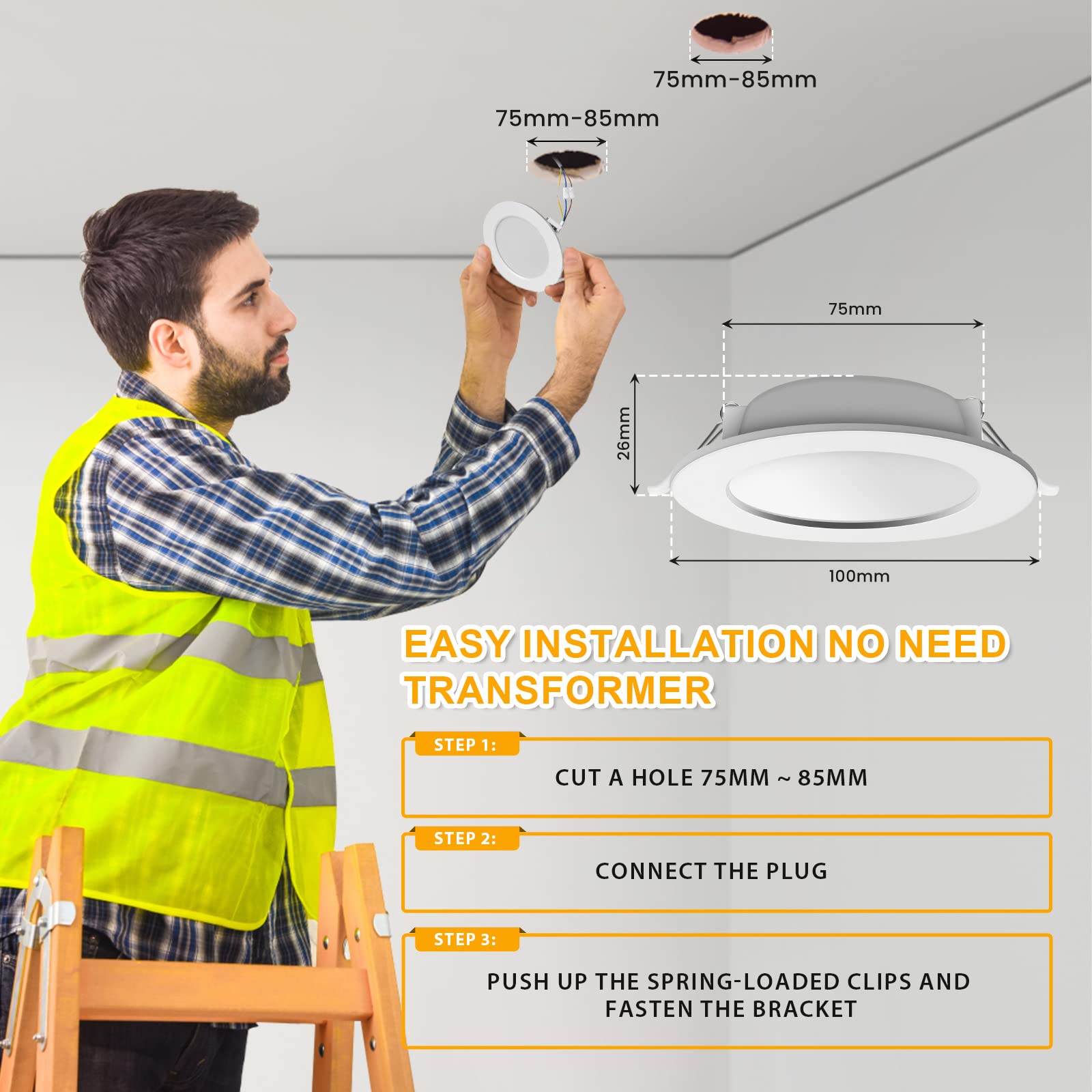 Faretto da incasso a LED ultra piatto 6W 230V IP44 bianco