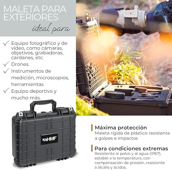 HMF Maletín Fotográfico Exterior, Estuche de Transporte con Espuma Troquelada | 34 x 29,5 x 15,5 cm - 2