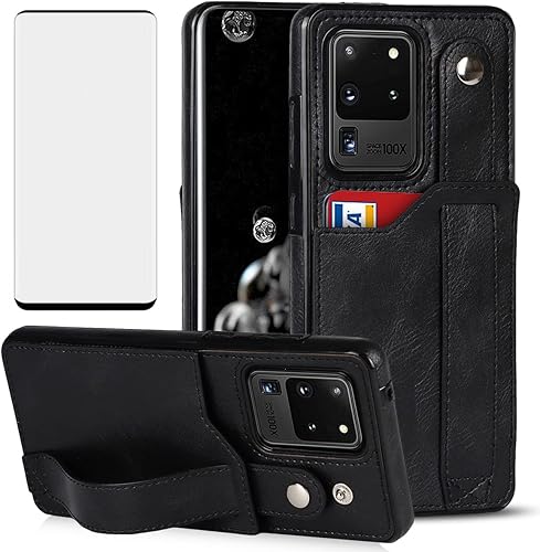 Miniatura 8 de NKECXKJ Funda para teléfono Samsung Galaxy S20 Ultra 5G con protector de pantalla, correa de muñeca ajustable, soporte para tarjeta de crédito,