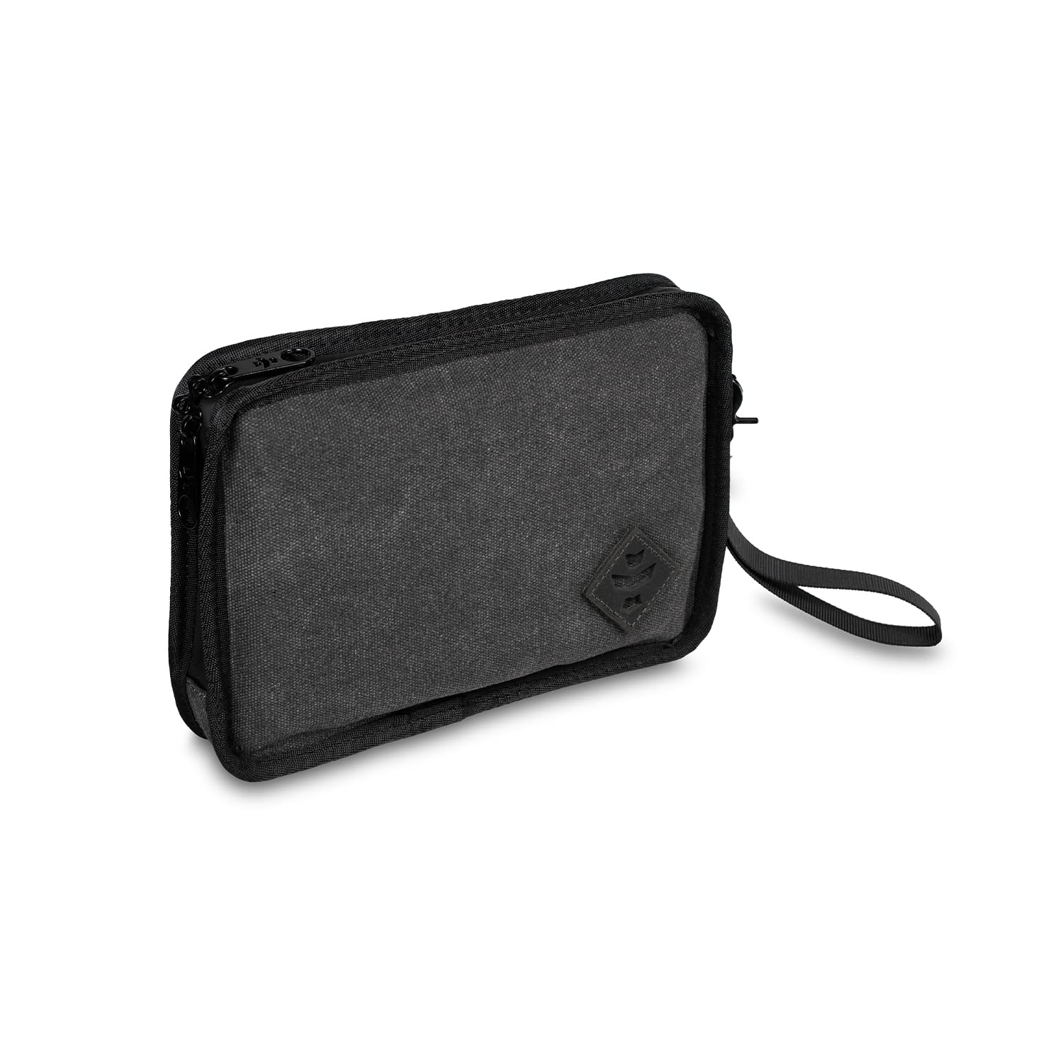 Revelry Supply Gordo Small Padded Pouch| Multipurpose Lockable Travel Bag with Activated Charcol Lining| Waterproof & Lockable Bag| 9.5" x 6.25" x 2", Smoke, Travel