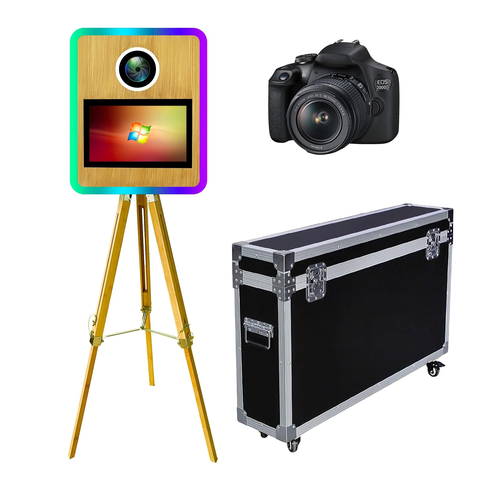 PAAFNN DSLR Photo Booth Machine with Camera, 15.6 Inch Touch Screen Selfie Camera Photobooth, Portable, for Wedding Party Events