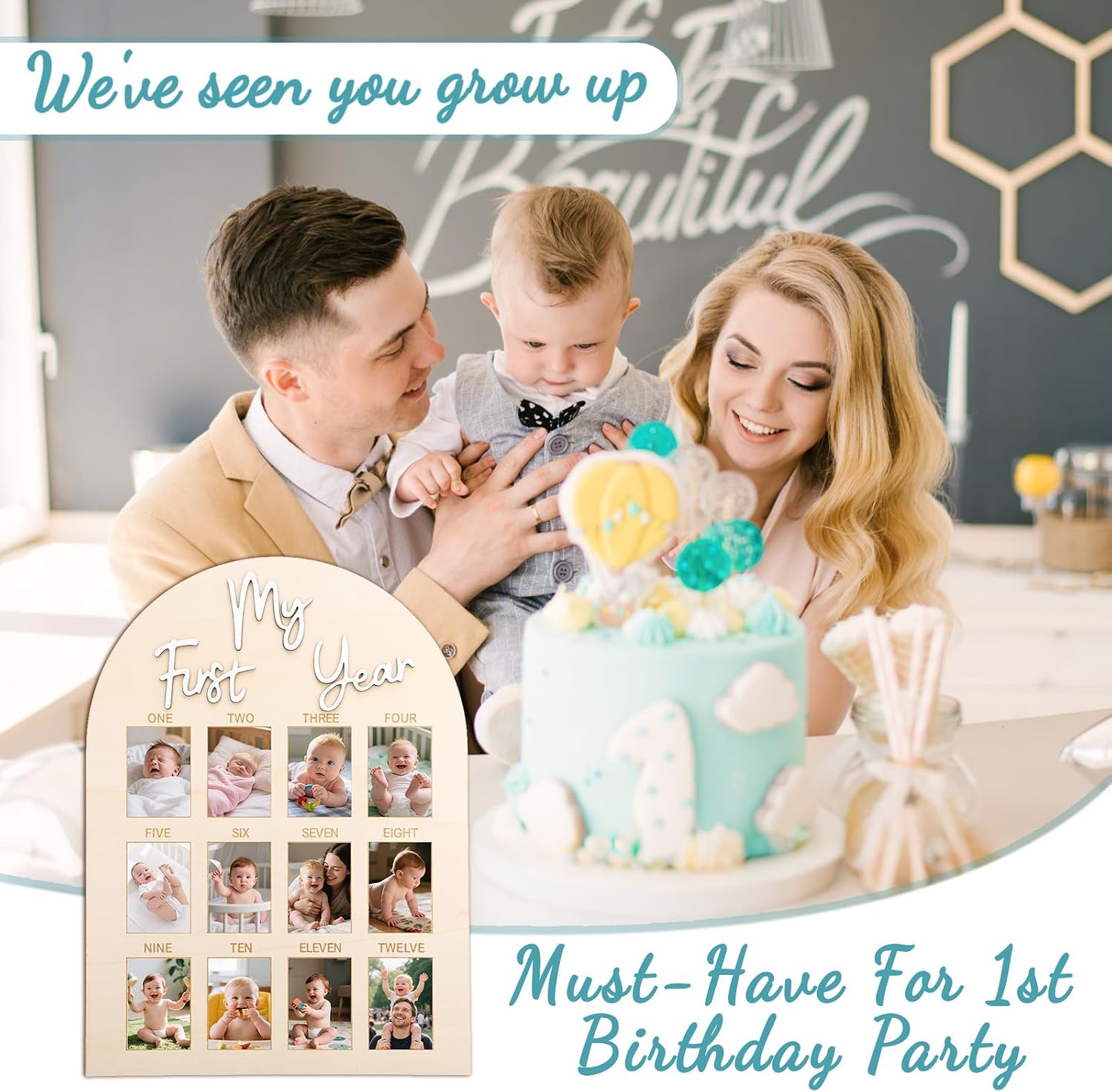 My First Year Photo Frame, Photo Display Picture Board First Birthday