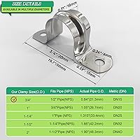 Vista 2 de 30PCS 3/4 inch Stainless Steel Conduit Clamps, 2 Holes Cable U Bracket Pipe Clamp, Metal U Clamp Strap Tension Clips for Pipe Fixing on Various