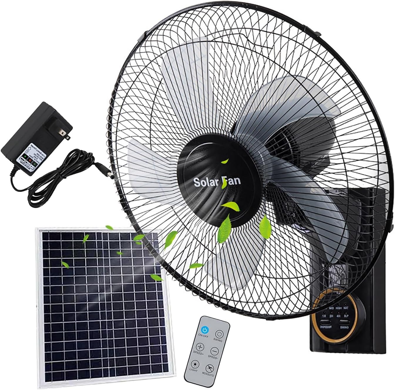 16″ Wall Mount Followers, Oscillating Fan, Photo voltaic Fan, Adjustable Tilt Family Followers, 5 Blades 3 Speeds, Excessive Velocity for Bed room Dwelling Journey Tenting Fishing